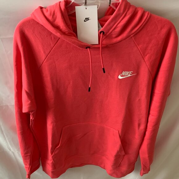NIKE SPORTSWEAR Essential Fleece Pullover Hoodie in Hot Pink Sz LARGE - Picture 2 of 6